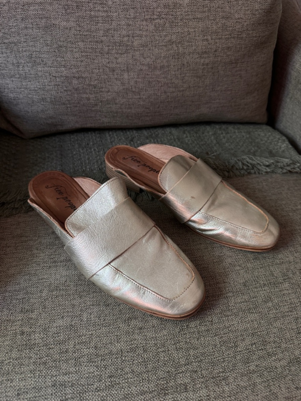 Free People Metallic Rose Gold Mule Loafers